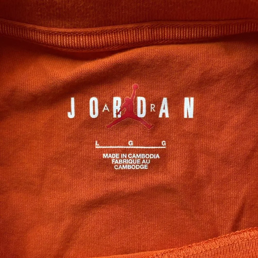 JORDAN T-Shirt Mens Sz Large Orange Artist Series Darien Birks Barber Shop